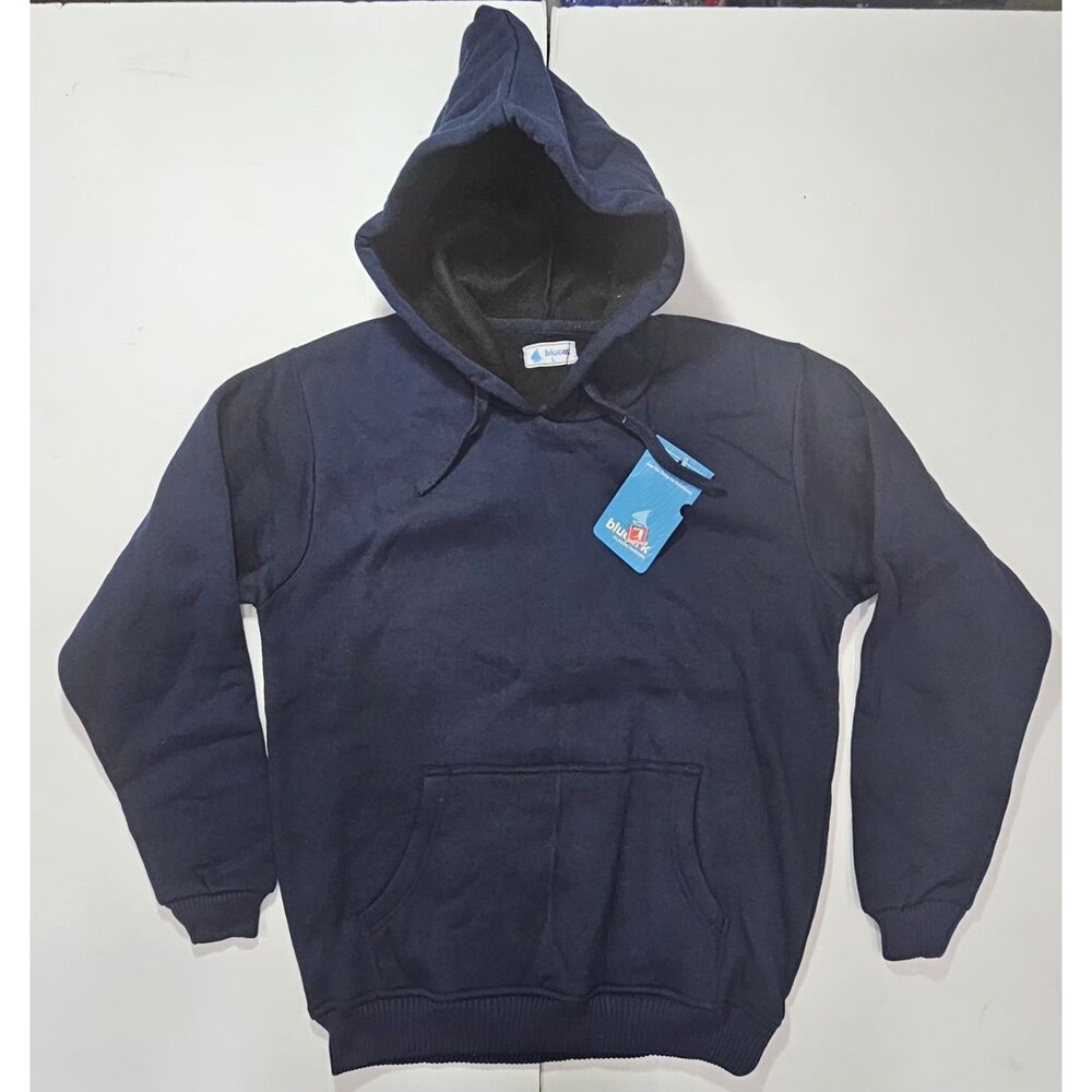 Blueark Men's Size L Dark Navy Blue Fleece Pullover Hoodie Sweatshirt NWT